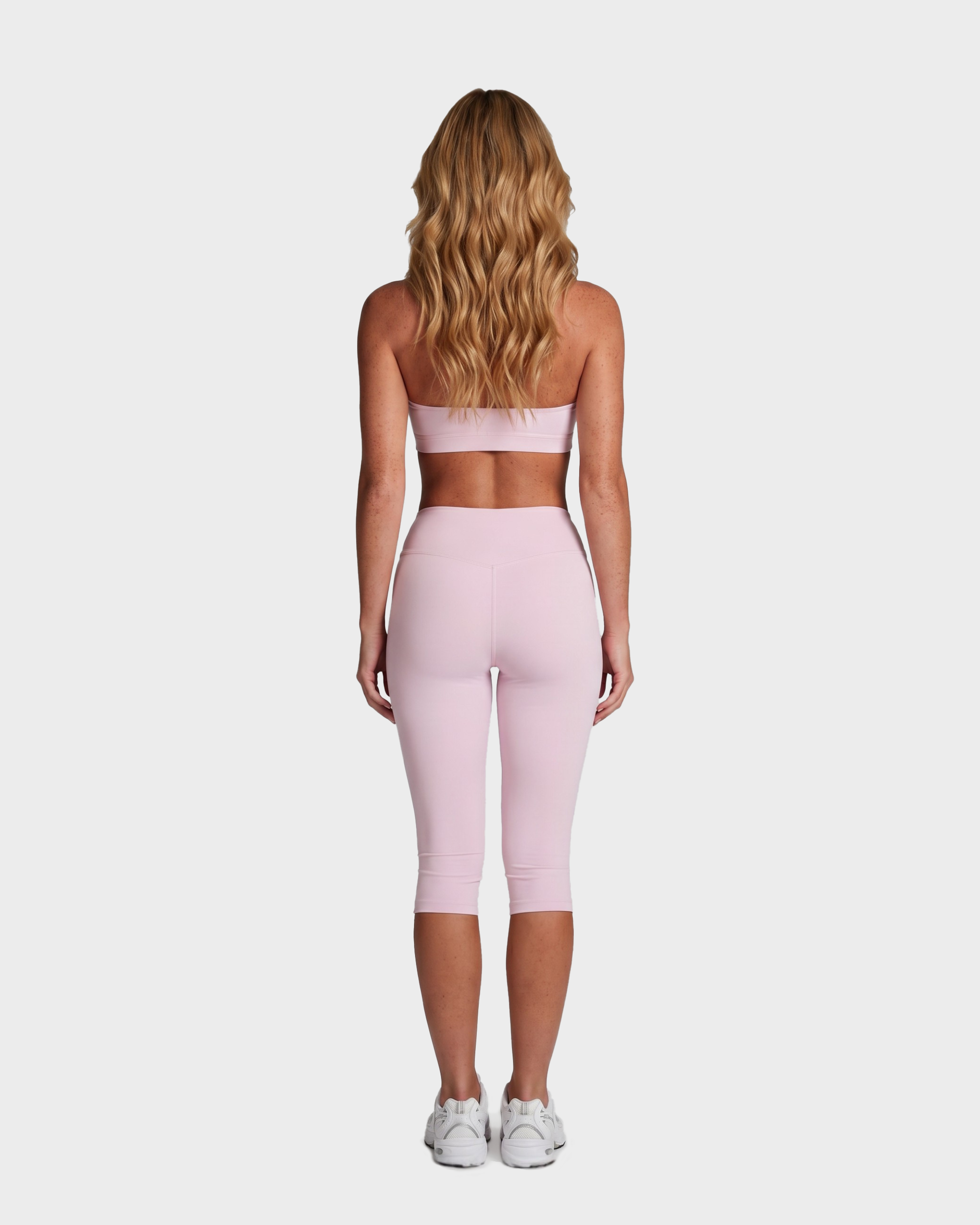 Amelie Halterneck Bra & Capri Leggings Set - Baby pink