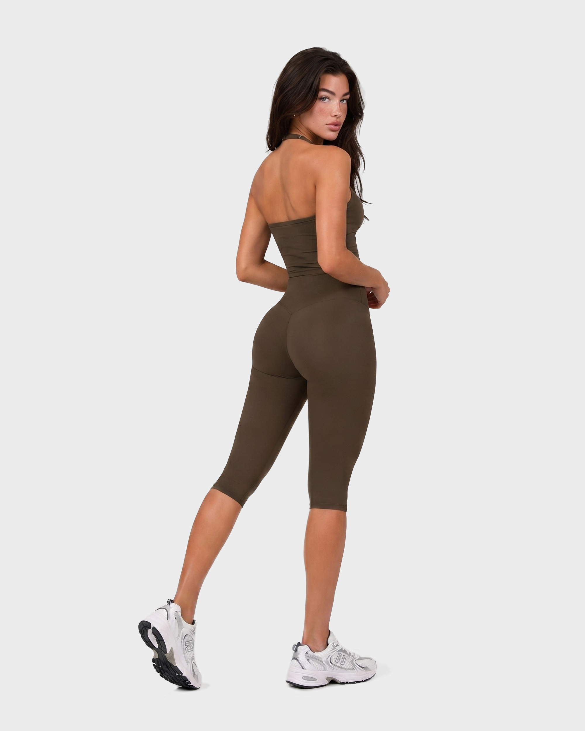 Amelie Halterneck Top & Capri Leggings Set - Cocoa