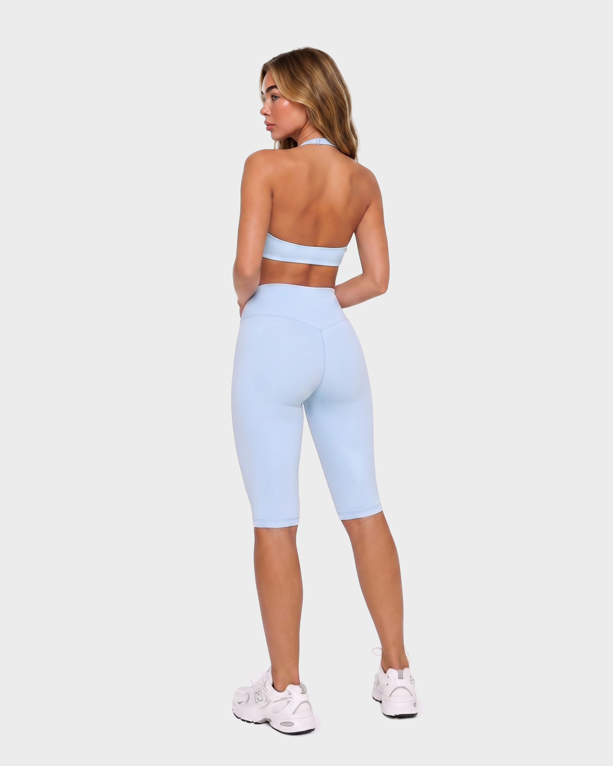 Amelie Halterneck Bra & Capri Leggings Set - Baby blue
