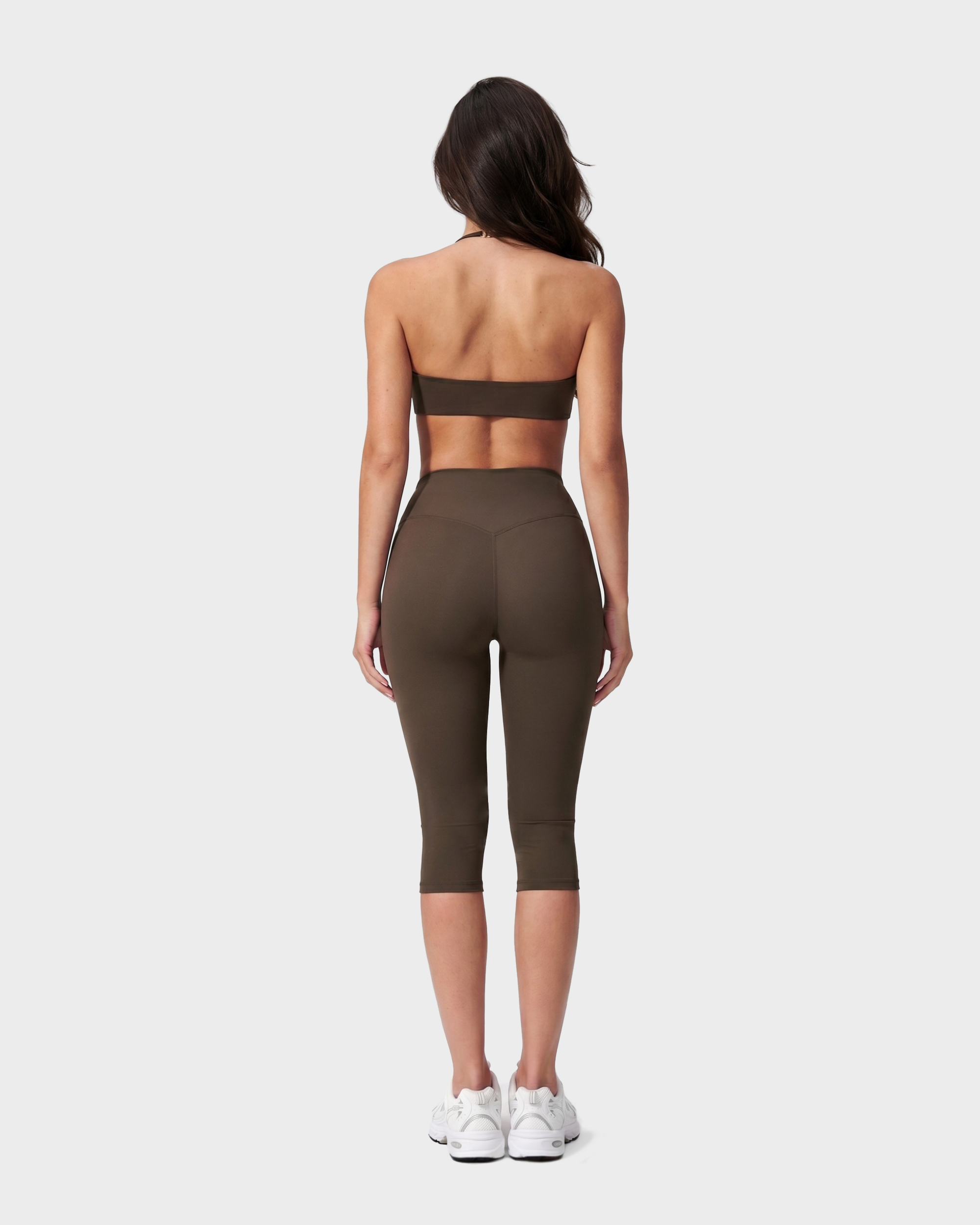 Amelie Halterneck Bra & Capri Leggings Set - Cocoa