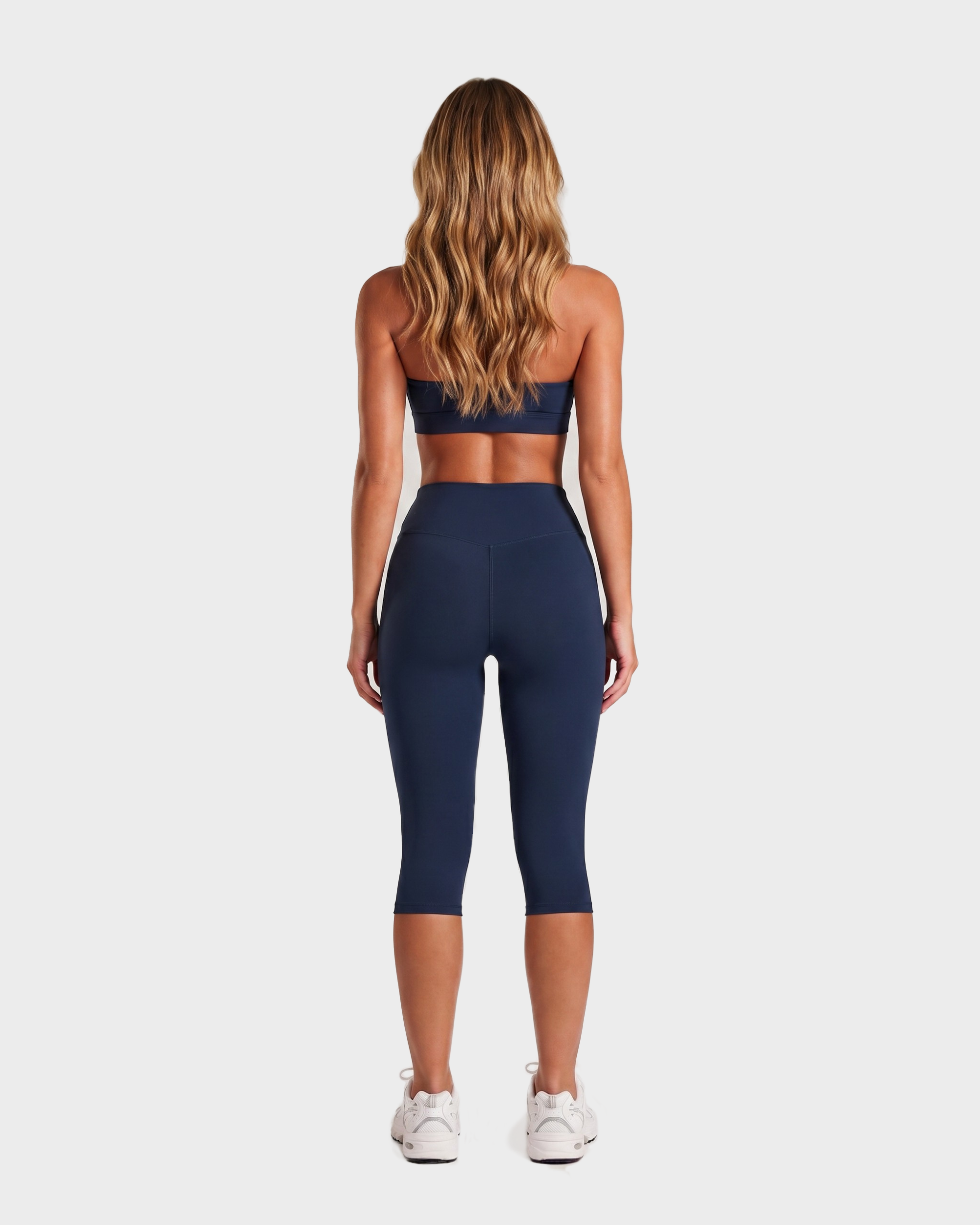 Amelie Halterneck Bra & Capri Leggings Set - Navy