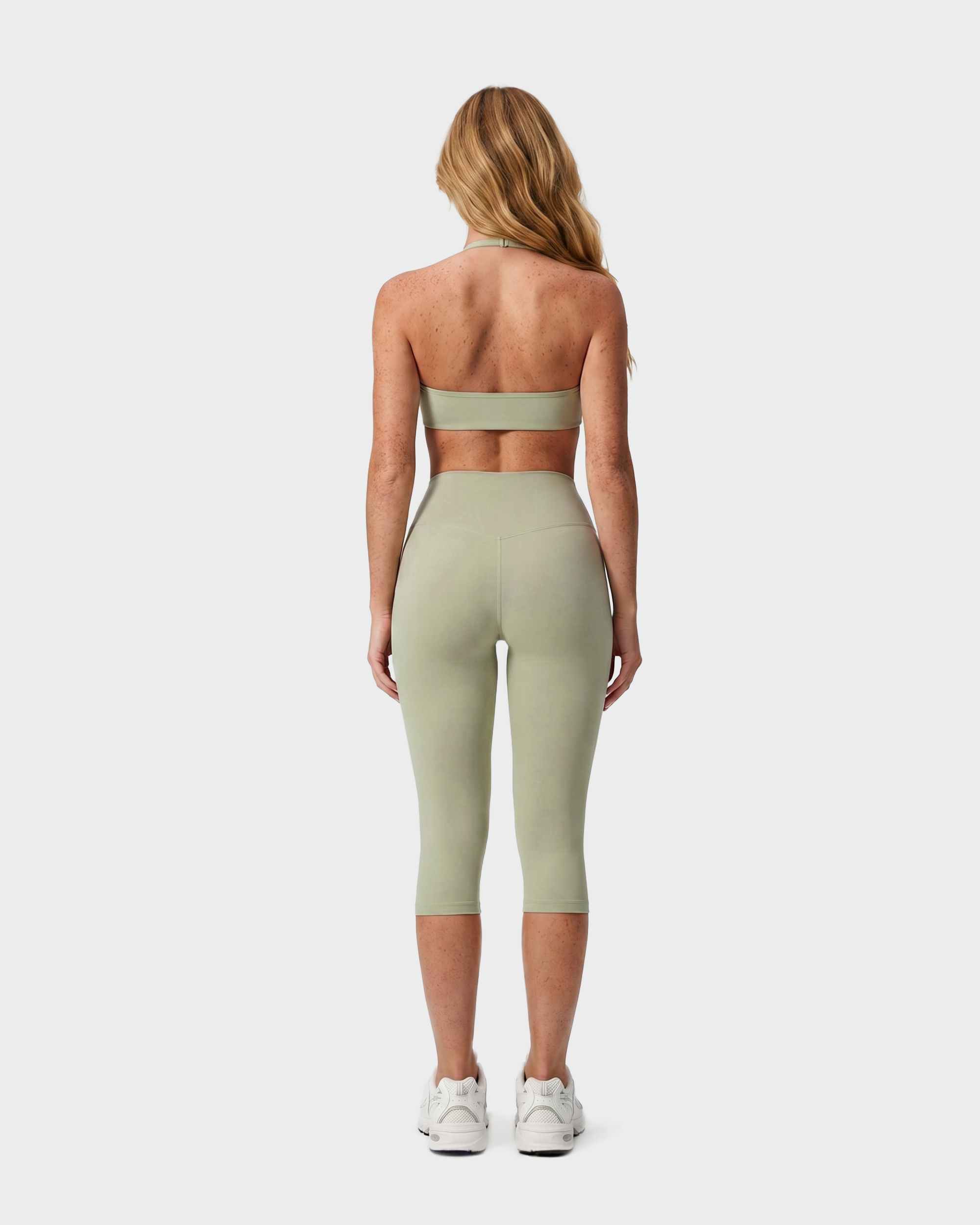 Amelie Halterneck Bra & Capri Leggings Set - Sage