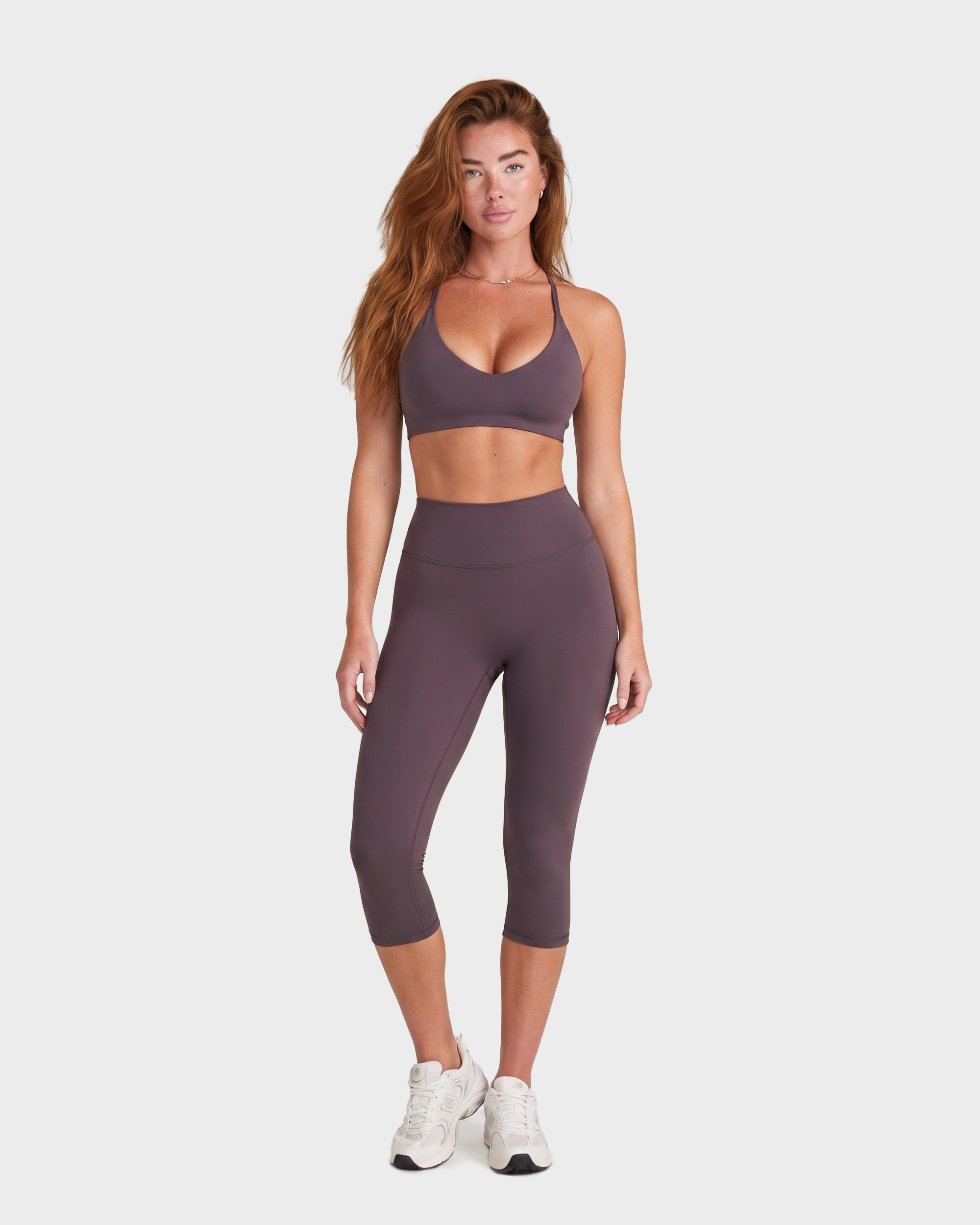 Amelie Halterneck Bra & Capri Leggings Set - Purple