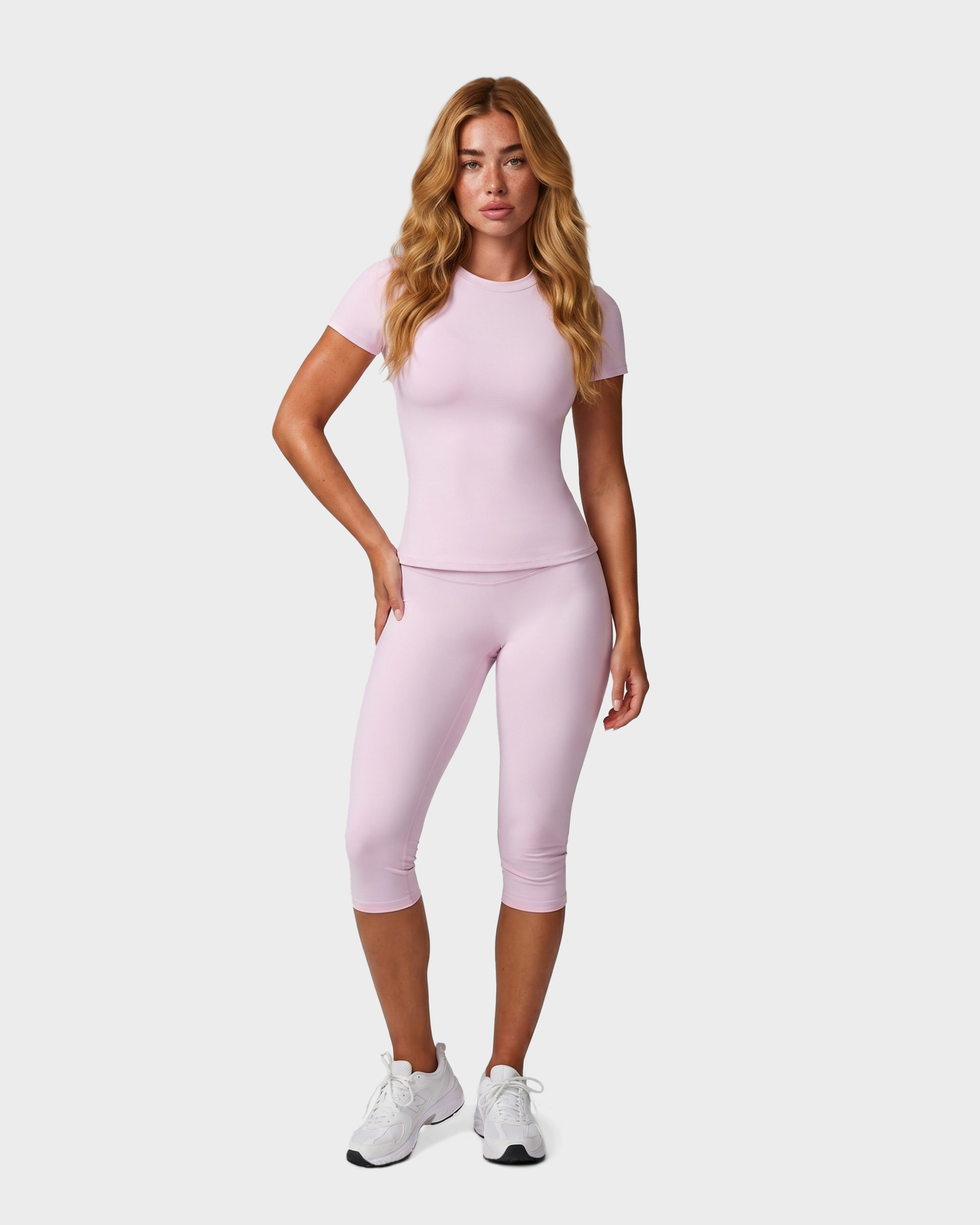 Amelie Tee & Capri Leggings Set - Baby Pink