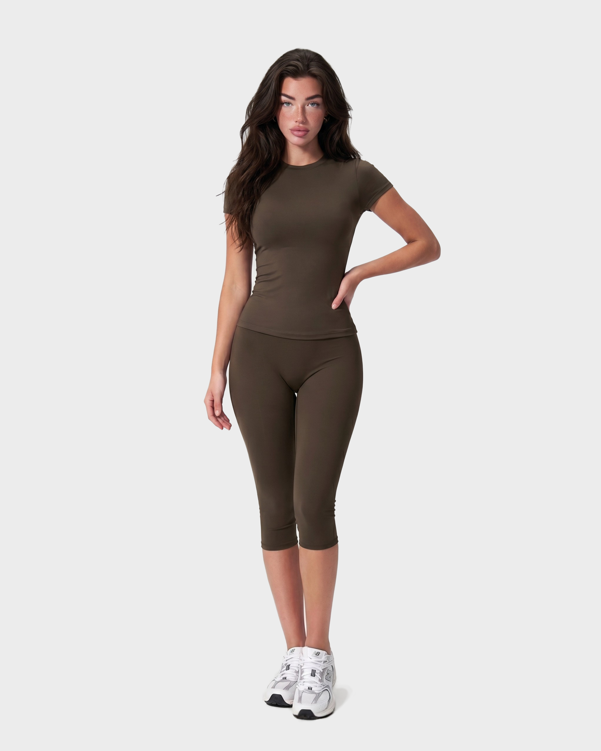 Amelie Tee & Capri Leggings Set - Cocoa