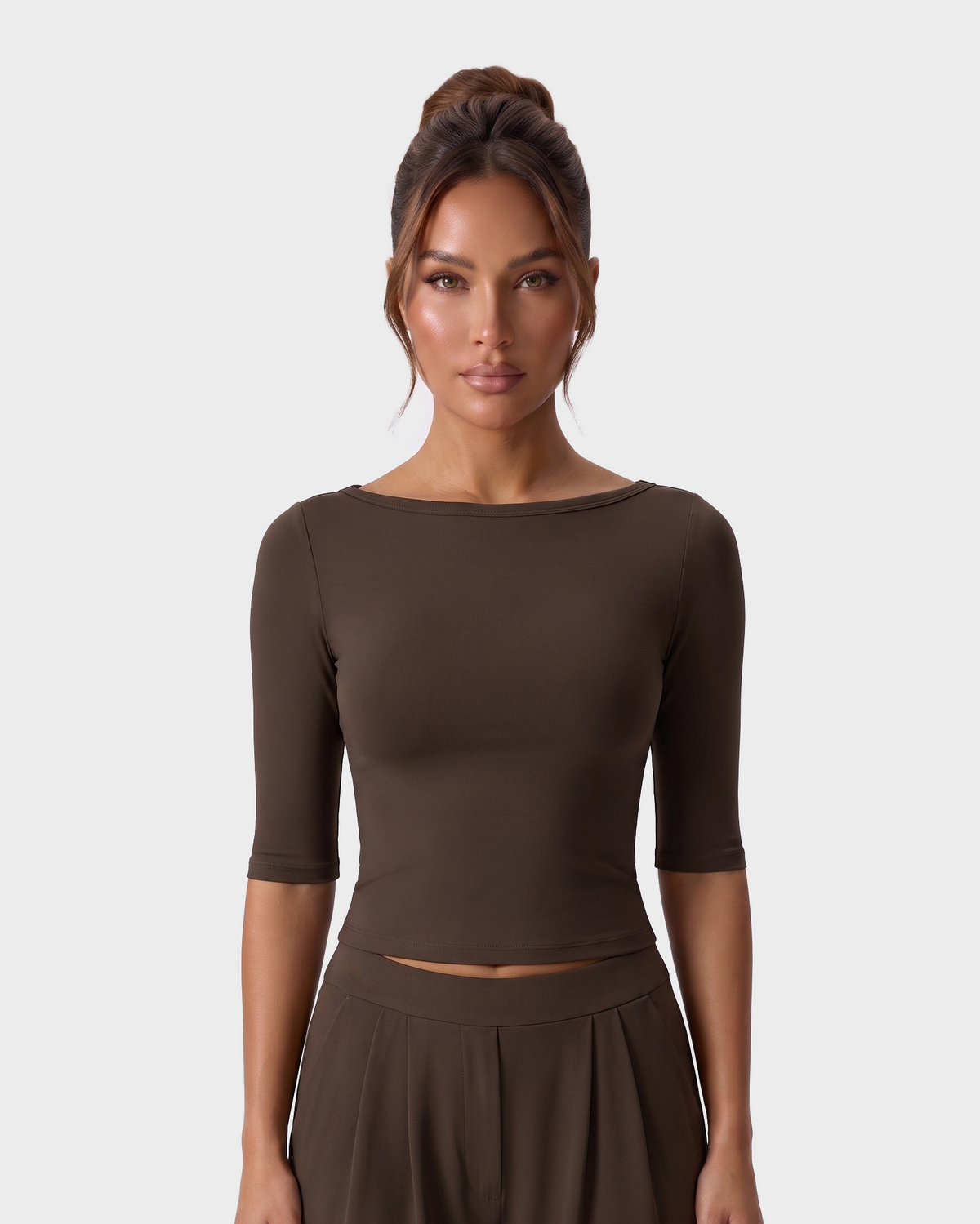 Nola 3/4 Sleeve Top & Shorts Set - Cocoa