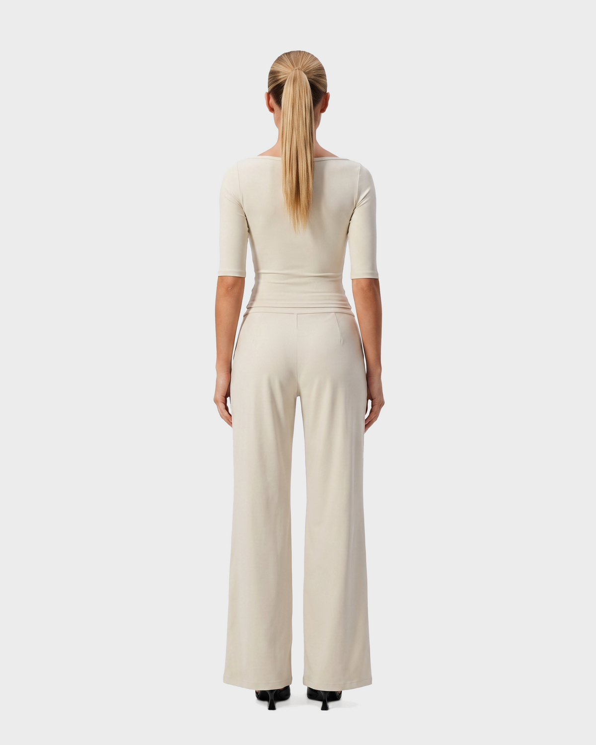 Nola 3/4 Sleeve Top & Straight Leg Pant Set - Cream