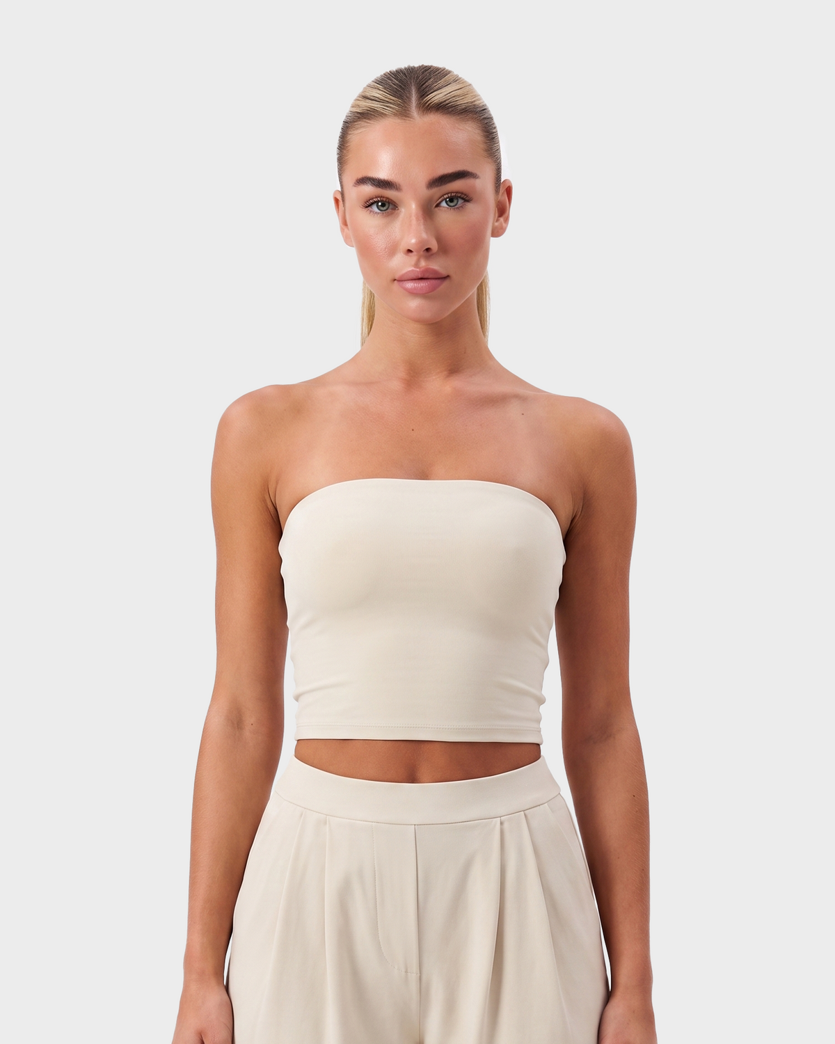 Nola Tube Top & Straight Leg Pant Set - Cream