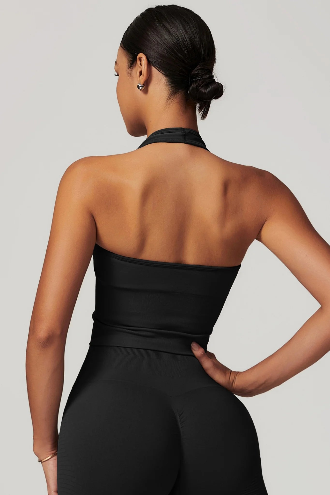 Chloe Halterneck Top & Leggings Set - Black