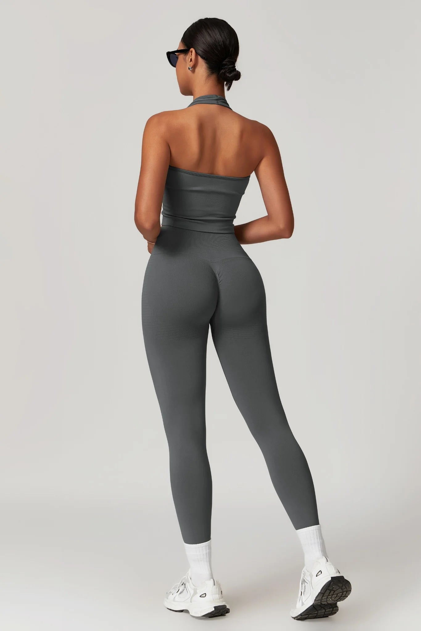 Chloe Halterneck Top & Leggings Set - Graphite
